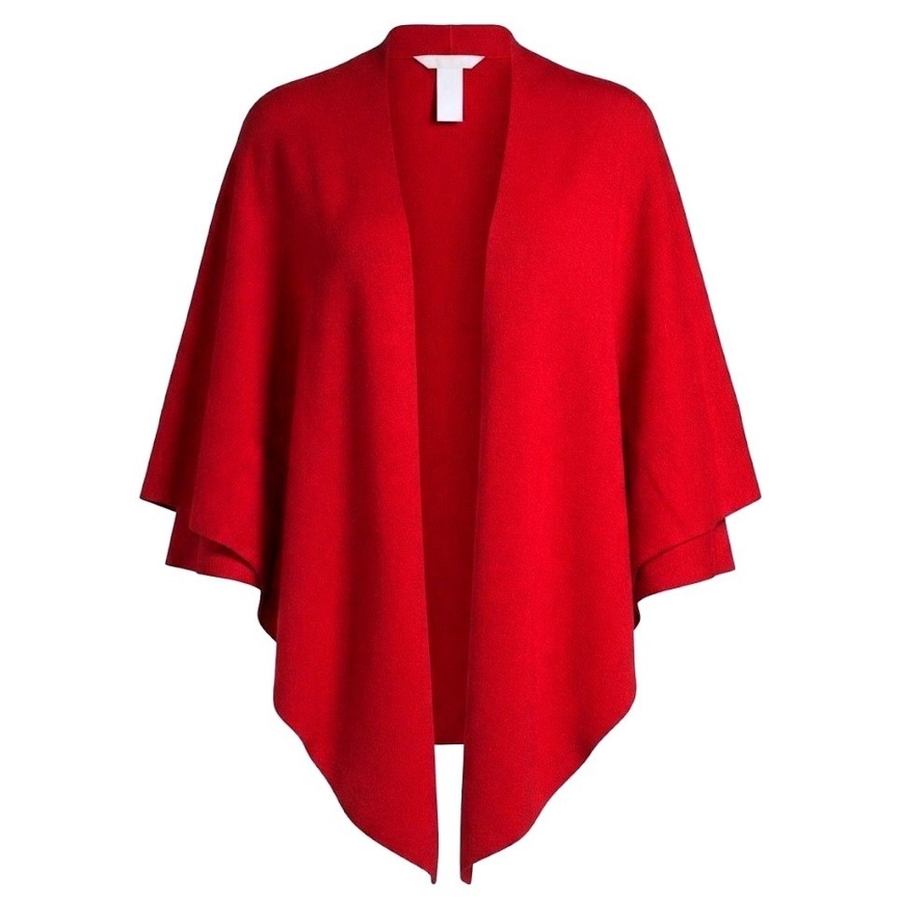 NEW Soft Surroundings Burgundy Red Open Front Cape Wrap One Size